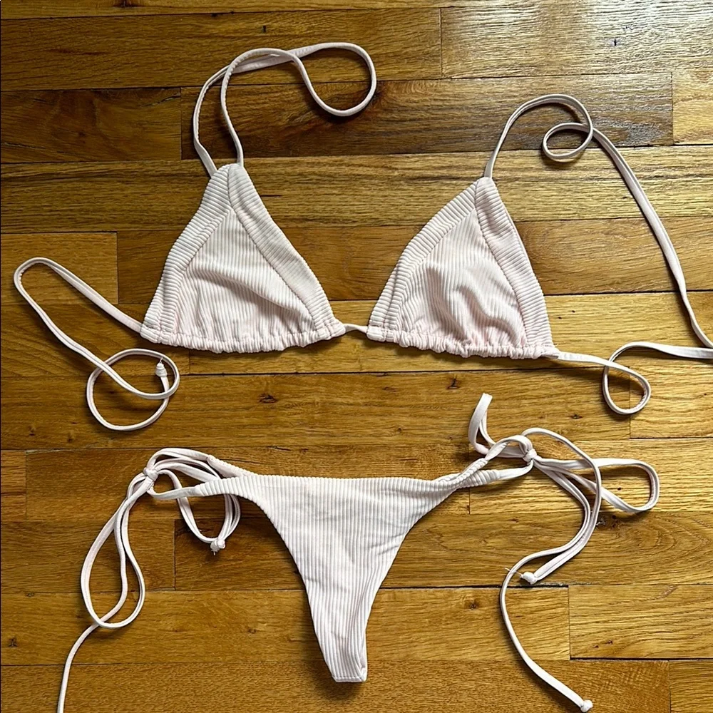 Frankie’s Bikinis Sky Ribbed Bikini Set